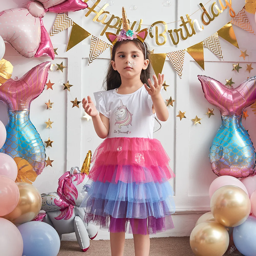 

Girls Dress Autumn Winter Kids Casual Long Sleeve Dress for Girl Unicorn Party Princess Dress Children Clothing 3-8 Years