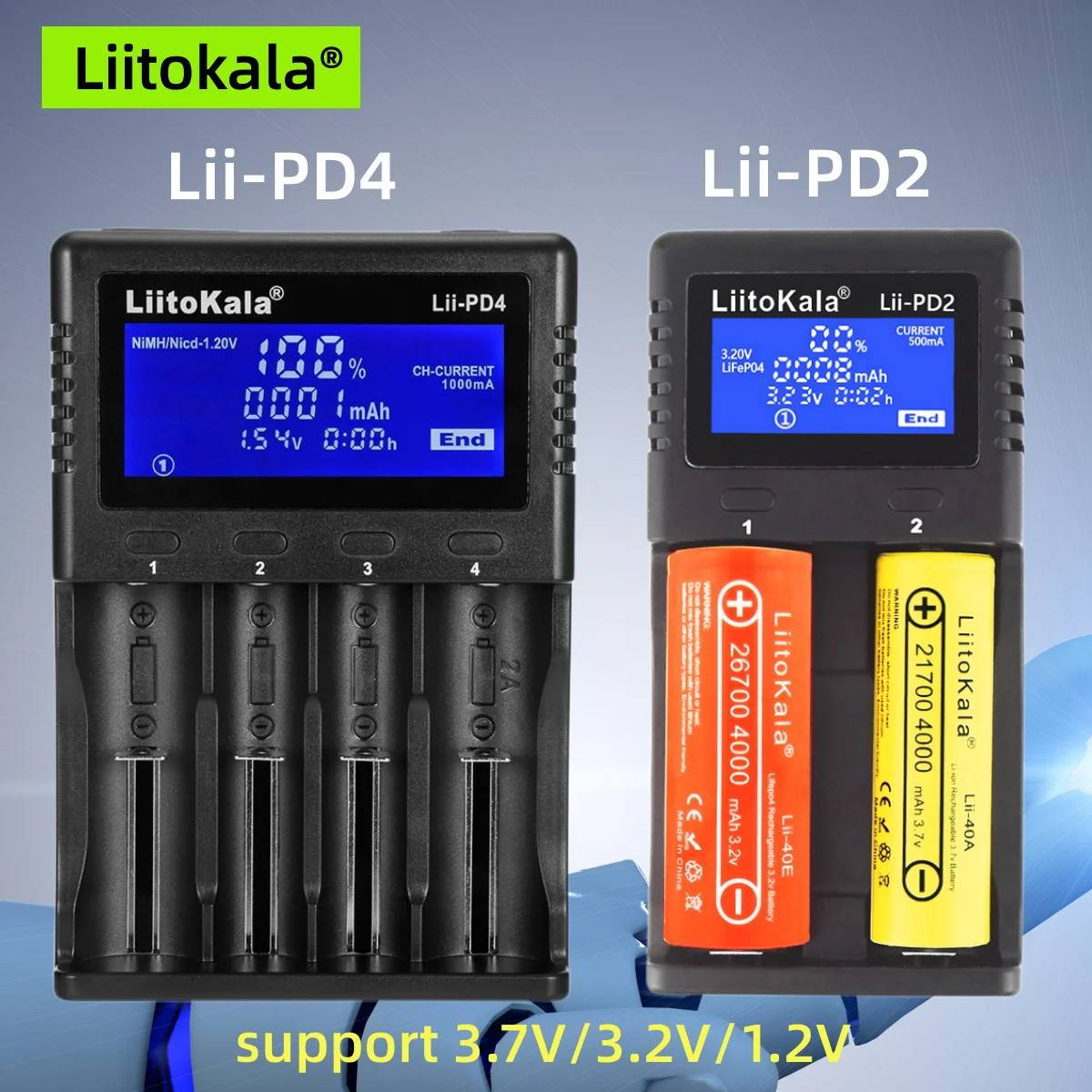

LiitoKala Lii-PD4 Lii-PD2 Lii-402 Lii202 Lii100 18650 21700 Universal Smart Charger for 26650 18650 21700 18500 AA AAA battery