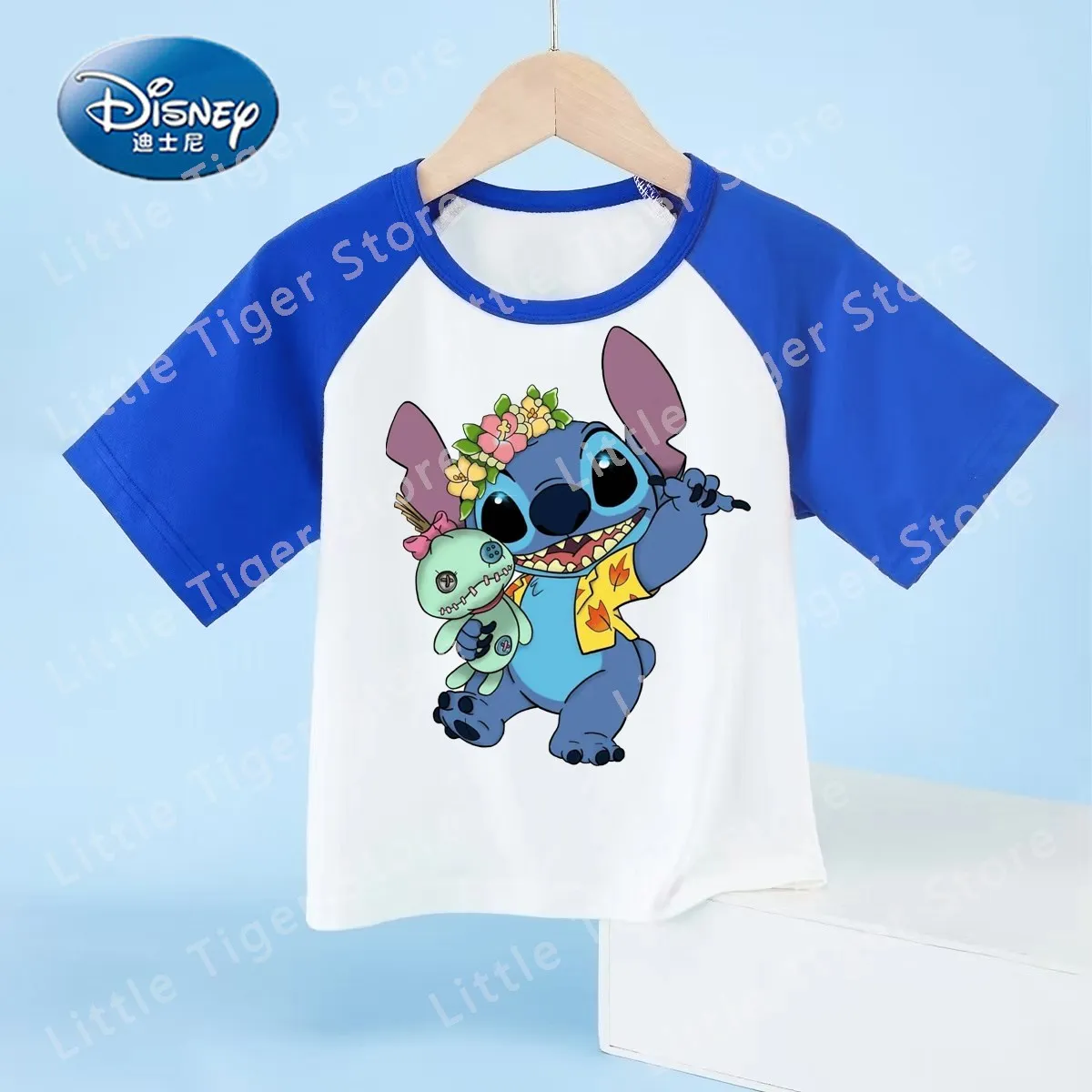 

Disney Stitch Kid Color Raglan Clothes Summer Child Cute Stitch T-Shirts Disney T Shirts Children Cartoons Stitch Boy Girl Tees