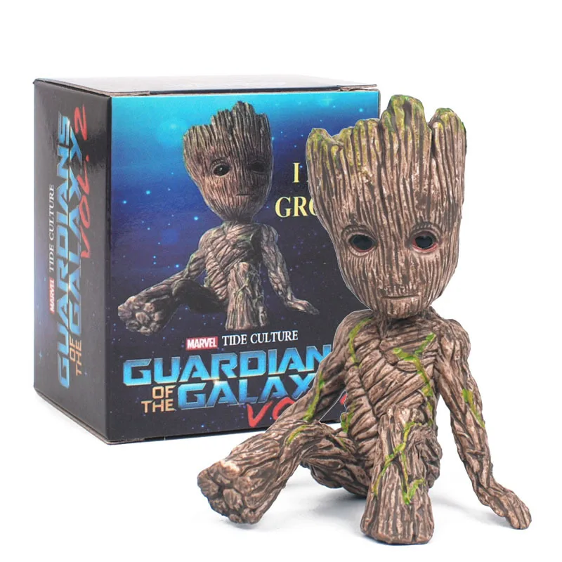 

6CM Disney Avengers Guardians Of The Galaxy 2 Action Figure Treeman Groot Toys Sitting PVC Model Dolls Collectible