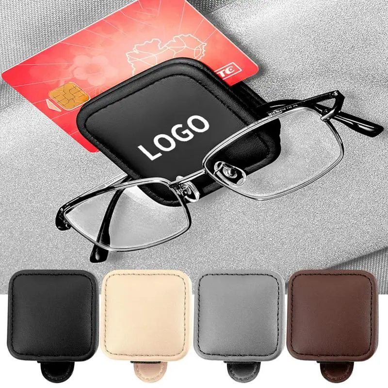 

Car Glasses Case Magnetic PU Leather Visor Clip For Sunglasses Universal Car Sun Visor Glasses Holder Card Glasses Ticket Holder