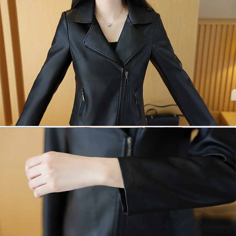 Women's Leather Jackets Faux Motorcycle Plus Size Moto Biker Coat Short Lightweight Vegan Pleather Fashion Clothes