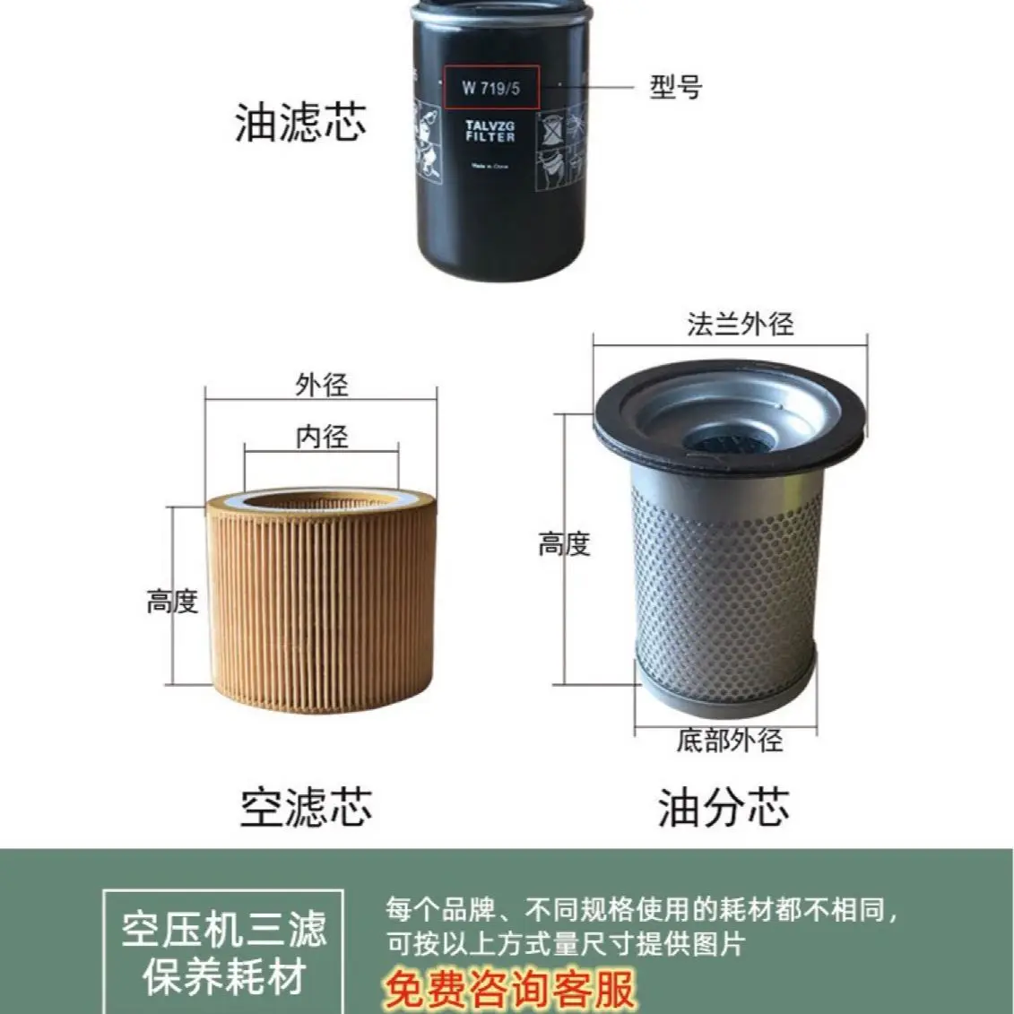 Расходные материалы для обслуживания винтового воздушного компрессора 180-280 кВт