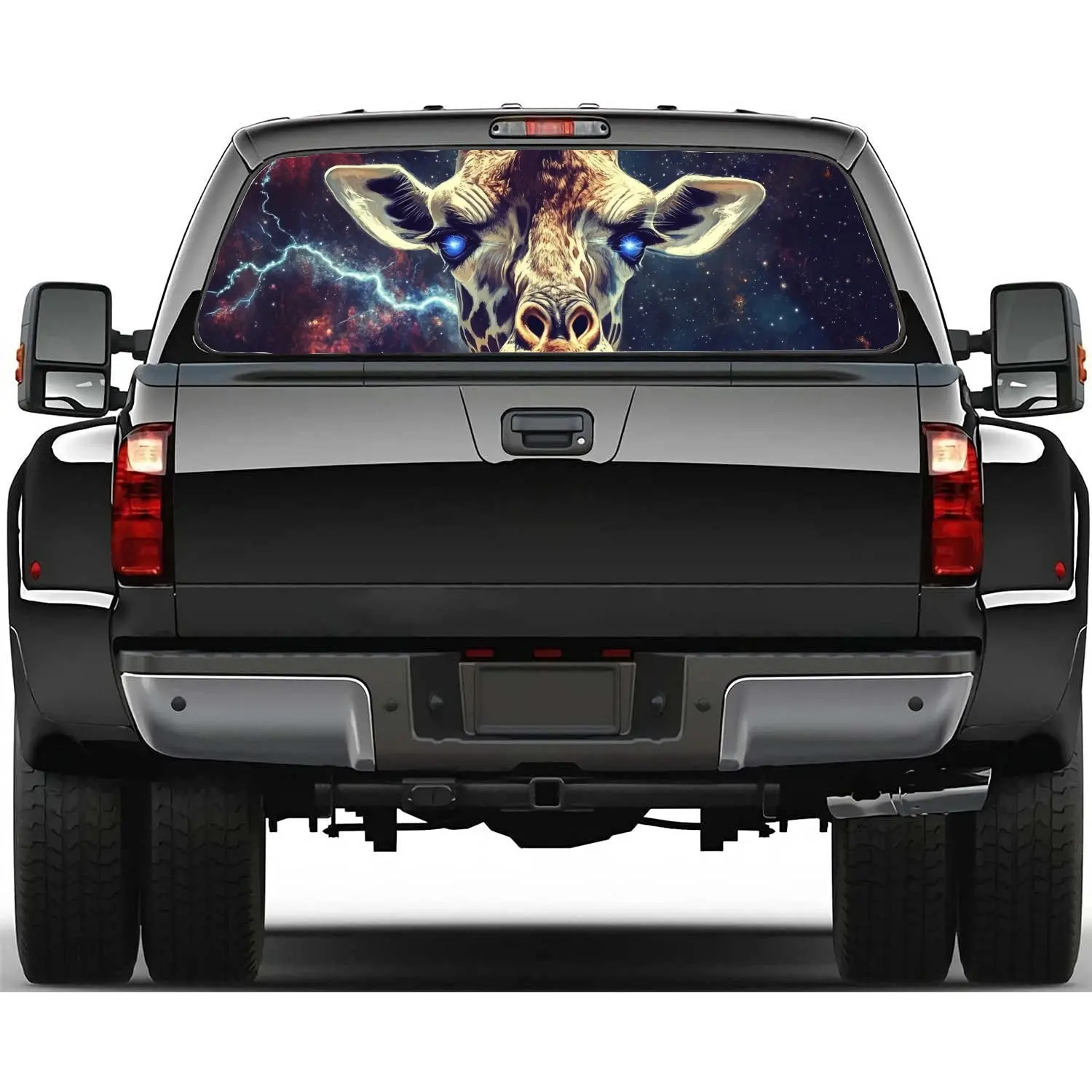 Синие глазки звездное небо олень молния автомобиль заднее ветровое стекло