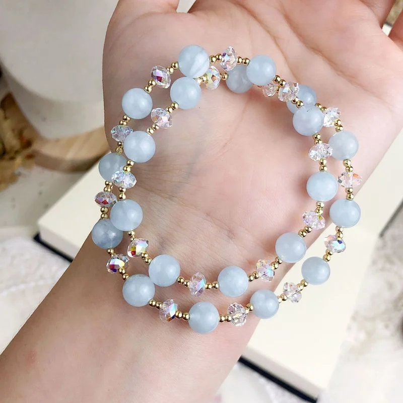 

Hot new two-ring bracelet natural crystal jewelry bracelet romantic style