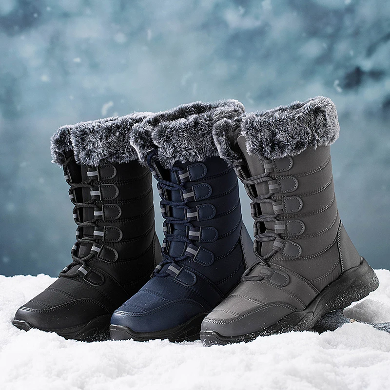 

Ботинки женские зимние на шнуровке, мягкие полусапожки на платформе, массивная новая зимняя обувь, большие размеры