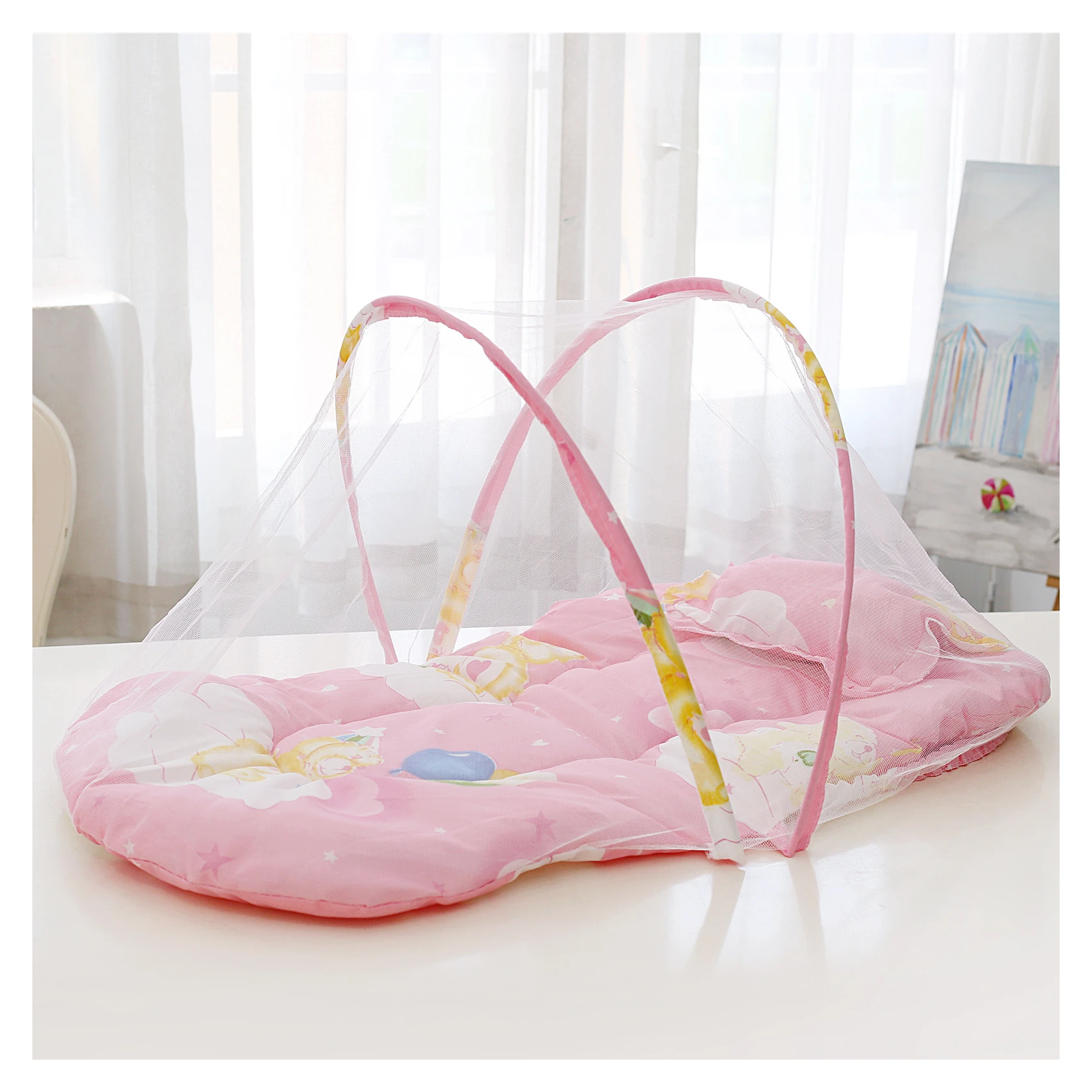 

Baby Bedding Crib Netting Folding Baby Mosquito Nets Bed Mattress Pillow Three-piece Suit For 0-3 Years Old Children