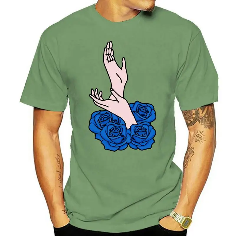 

Мужская хлопковая футболка с коротким рукавом, принтом «рука и розы»