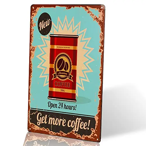 Dingleiever-получите больше кофе, винтажный веселый смешной юморизм, новый открытый металлический постер 24 часа