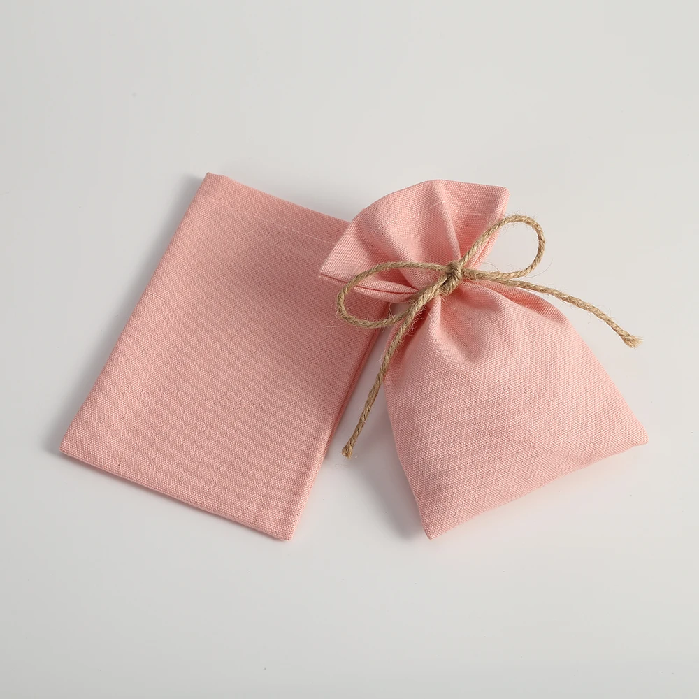 50pcs Pink Cotton  Bag Small Jewelry Bag Pouches for Wedding Christmas Party Candy Gift Bag Jewelry Organizer Can Custom Logo