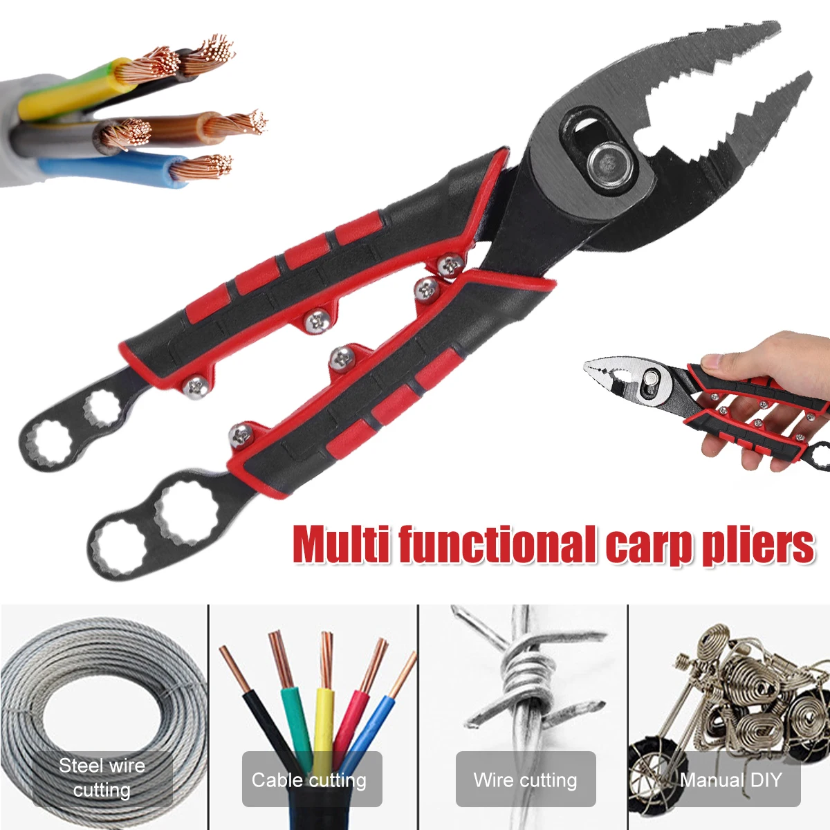 

Slip Joint Plier 8inch Water Pipe Plier W/ 8/10/12/14in Plum Wrench Wire Cutting Plier Sharp Wire Snip Cutter Nail Pulling Plier