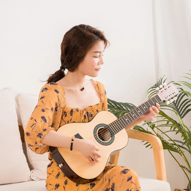 30 Inch Fillet Folk Guitar for Beginners Adults Children Simple Basswood Handmade Portable Stage Performance Musical Instrument