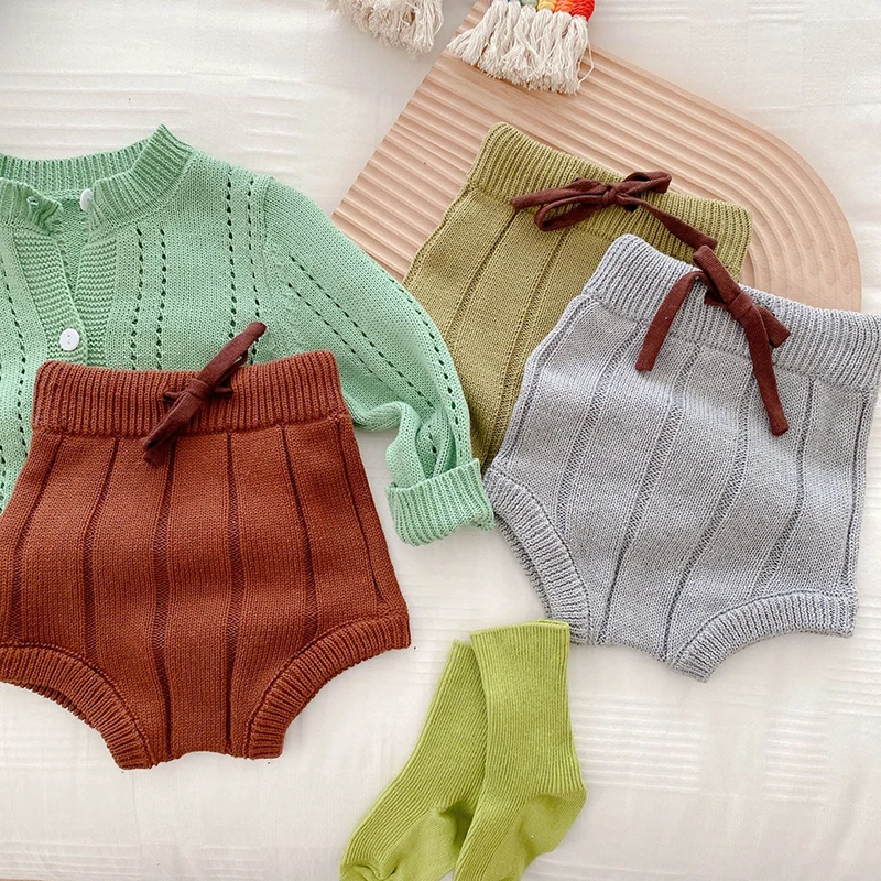 

Spring Autumn Children Clothing 0-24M Kids PP Shorts Newborn Baby Girls Knitting PP Shorts Toddler Baby Girl Knitting Pants