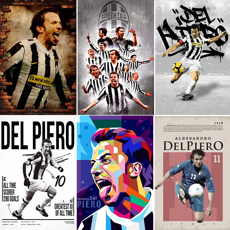 Фото Alessandro del Piero постер футболиста металлический знак Италия футбольные клубы оловянный индивидуальный бар Крытый домашний декор стены Декор комнаты №1