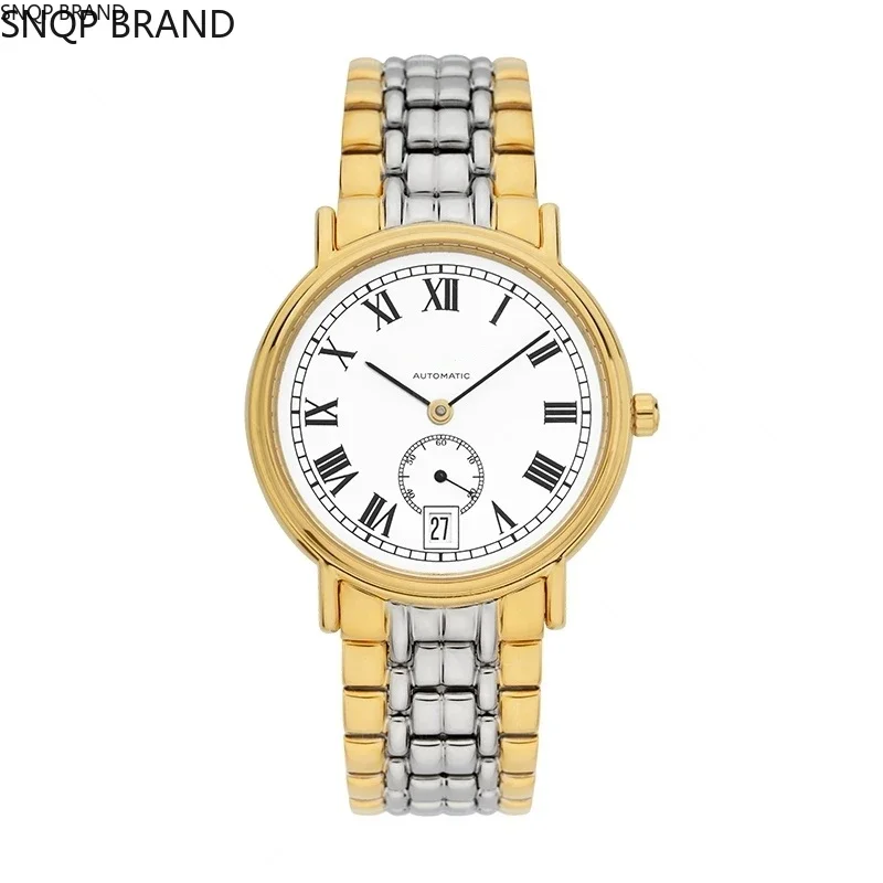 

Rose Li mens automatic mechanical watch Dual Time Gold White