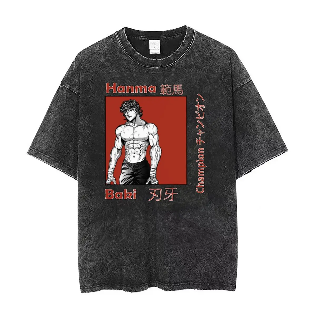 

Baki Hanma Grappler Yujiro Anime T Shirts Hip Hop Washed Oversize T-Shirt Baki the Grappler Vintage Tops Streetwear Summer Tees