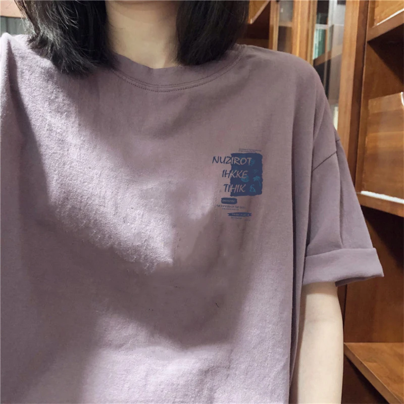 Ретро шикарная футболка из чистого хлопка с короткими рукавами и плечами в стиле