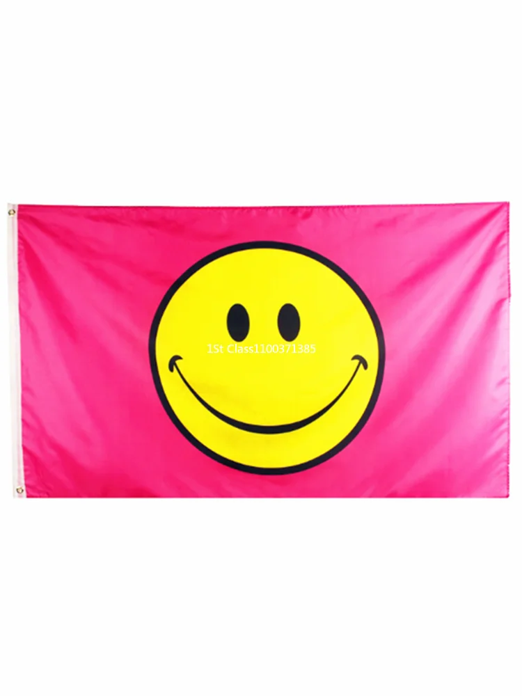 

Hot Sales12 style high quality flags 90x150cm parade flag 3x5ft Smiley Pink Happy Face Flag C1