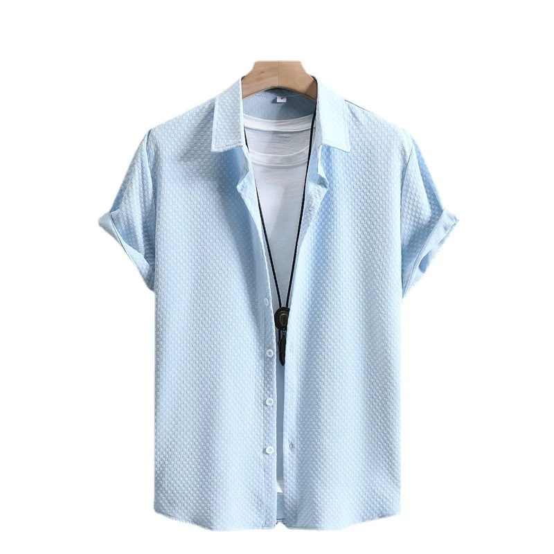 

Camisas Para Hombre 2023 летняя новая мужская рубашка Повседневная модная рубашка с отворотом и коротким рукавом мужская одежда