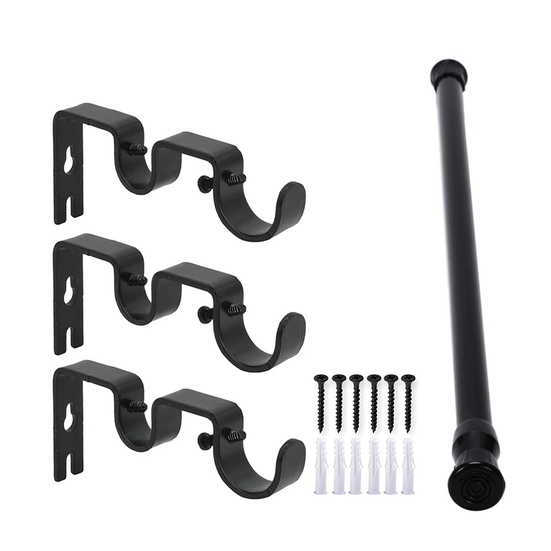 

Spring Extendable Loaded Curtain Rail Pole Telescopic Bath Window Tension Rod With 3Pcs Curtain Rod Brackets
