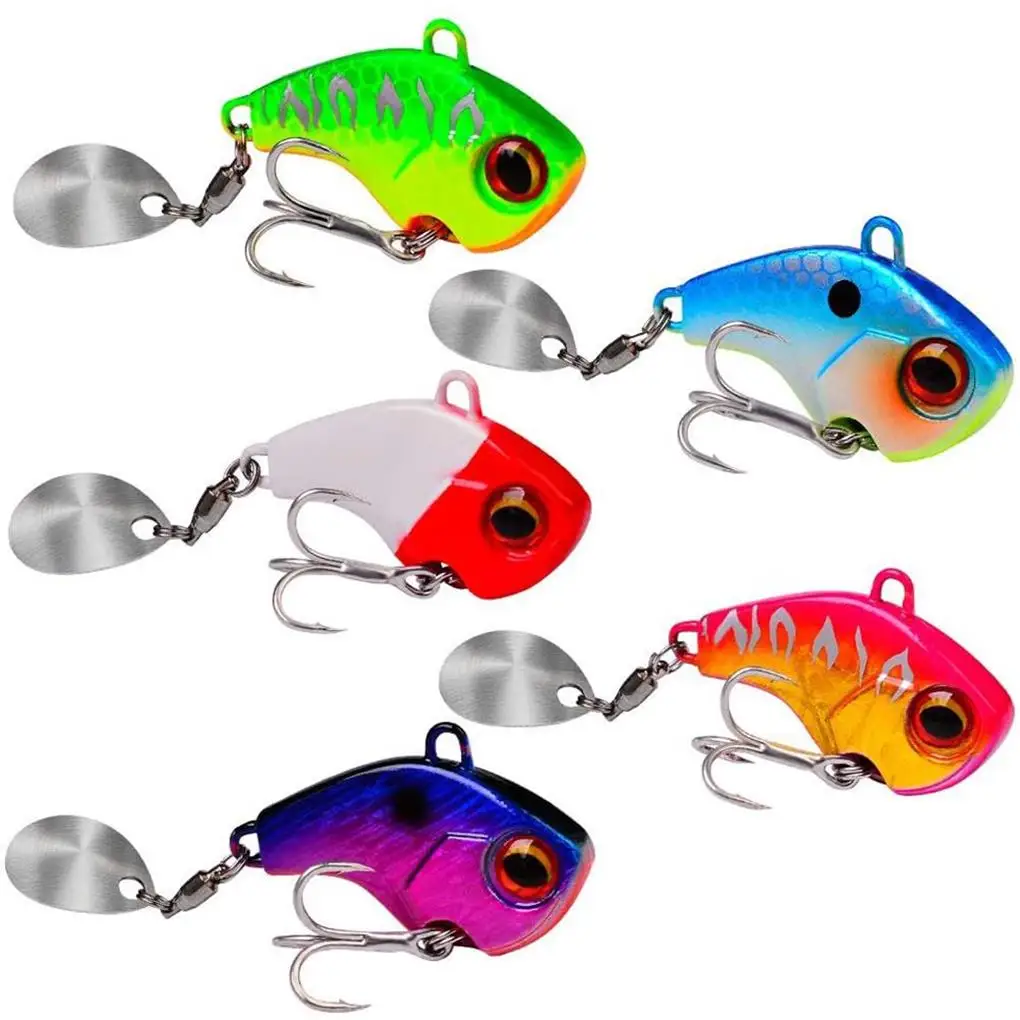 

5 Pieces Spinner Set with Sequin 15g Artificial Spoon Fishing Bait Rotating Submerged Colorful Spinning Lure Tackle