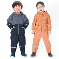 rain fleece jacket pants boy suits waterproof baby girls clothing set hooded coat overalls sport childrentracksuit kids outfits