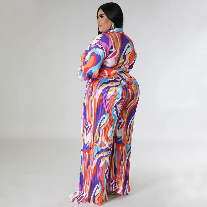 Костюм KEXU из двух предметов с винтажным принтом блузка длинными рукавами и