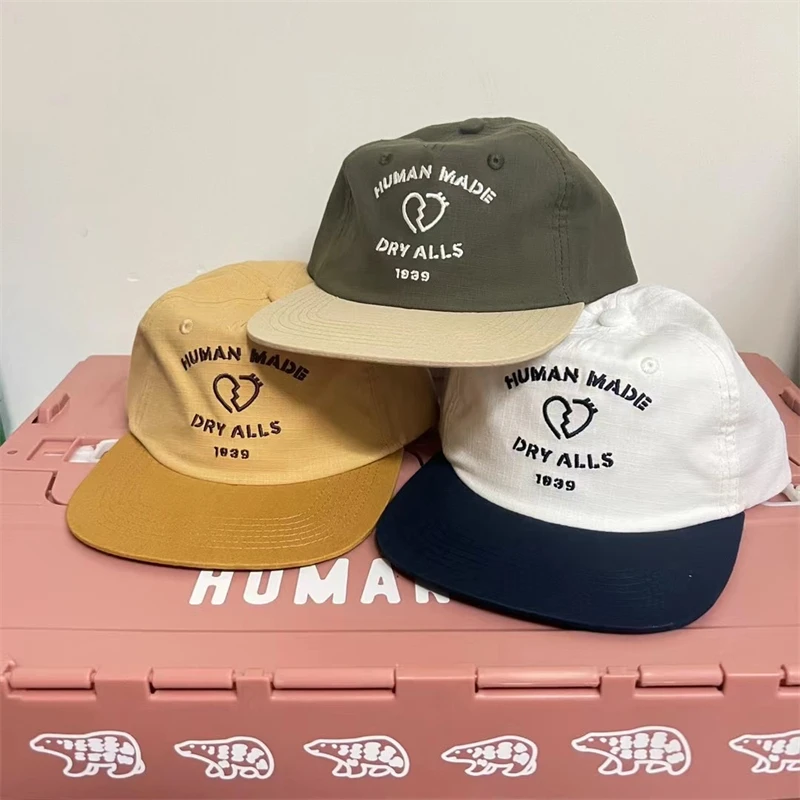 

Patchwork Human Made Break Heart Embroidery Baseball Cap Men Women Human Made Dryalls Caps Buckle Hats