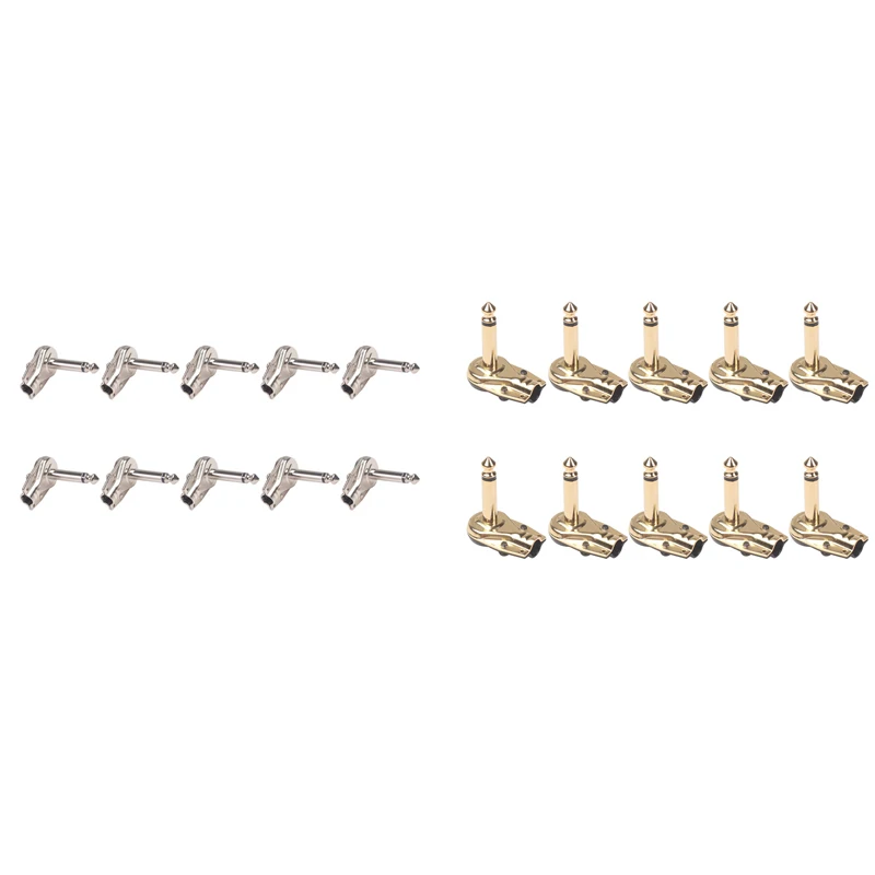 

10Pcs 90Degree Right Angle 6.35 Mm Mono 2 Pole Jack Plug 6.35Mm Guitar Phono Pancake 1/4 Inch Connector