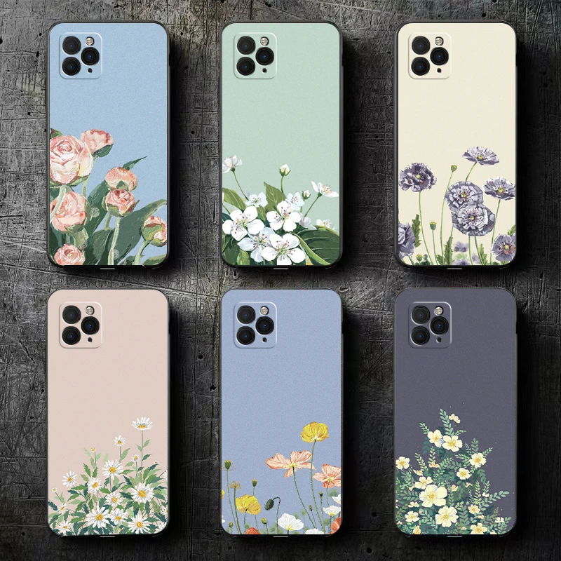 

Watercolor Painting Flowers And Plants Phone Case For Funda iPhone 11 13 12 Pro Max Mini X XR XS Max SE 2020 6 6s 7 8 Plus