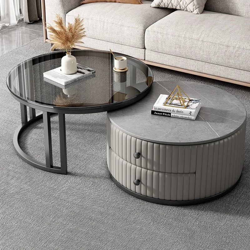 

Nordic Glass Coffee Table Side Living Room Wood Nesting Drawers Low Table Small Luxury Floor Koffietafels Nordic Furniture XYCT