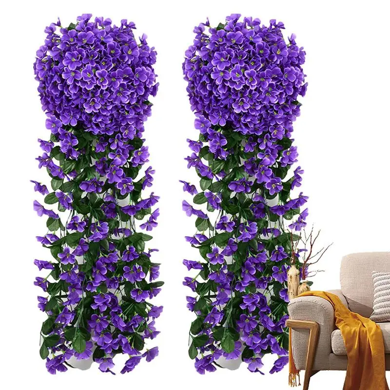 

Artificial Flowers Decorative Faux Violets Artificial Plants Aesthetic Vines For Wedding Fence Wall Garden Balcony Decoration