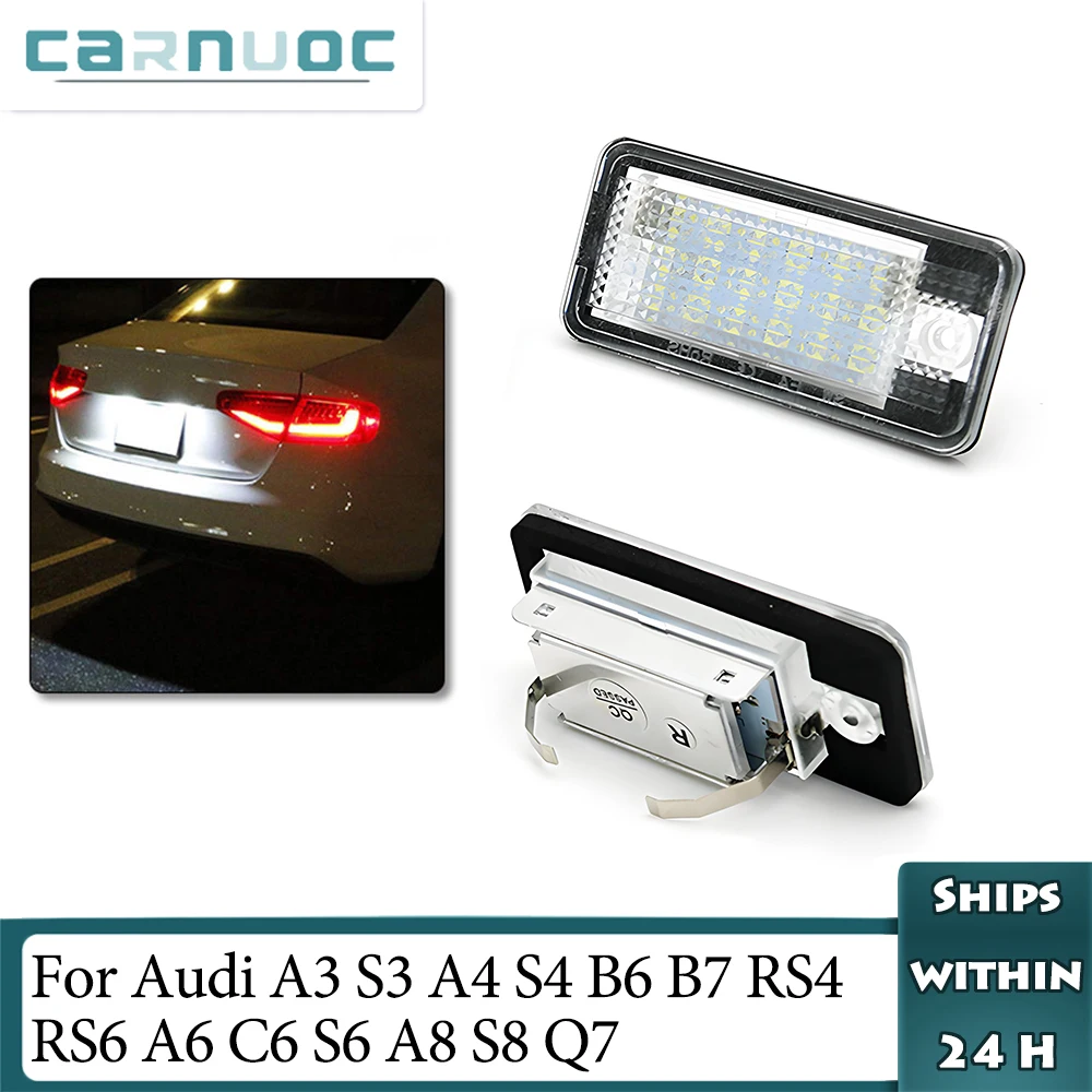 Фото Автомобильная светодиодная лампа освещения номерного знака для Audi A3 S3 8P A4 S4 B6 B7 A6 C6 S6 A8 S8 Q7 RS4 RS6 8E0807430A/8E0943021B Автоаксессуары №1