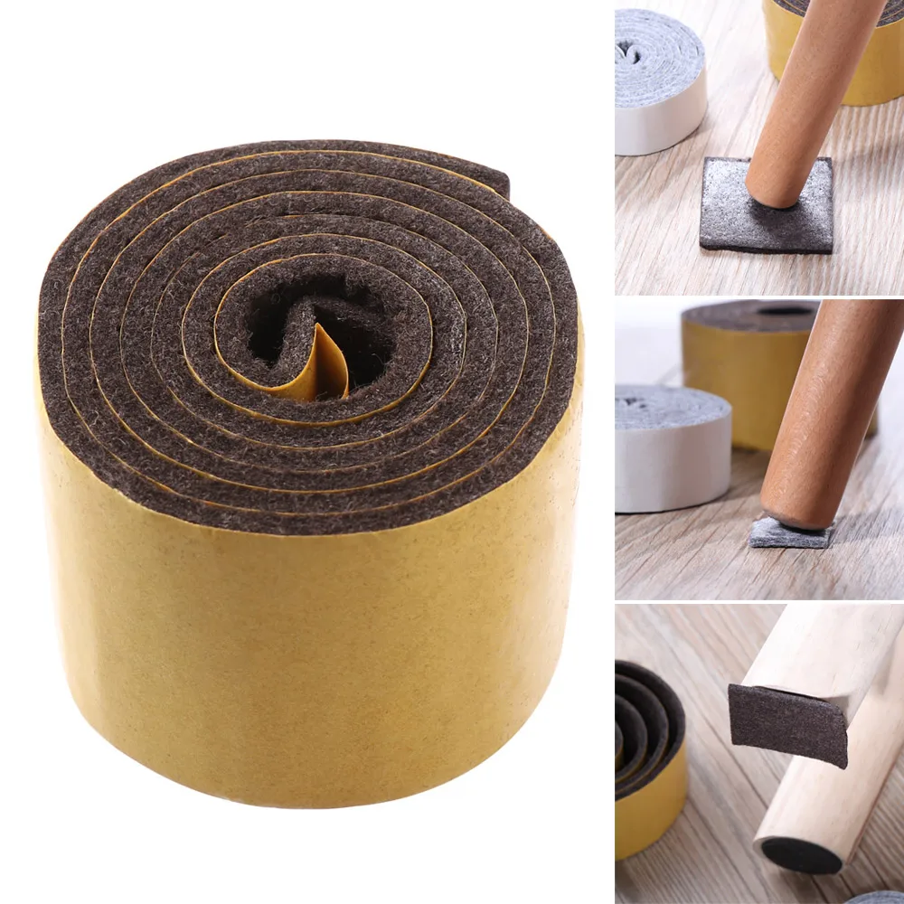 100cm/Roll Self-Adhesive Chair Table Sofa Floor Protector Anti-slip Mat Anti Noisy Furniture Leg Felt Pads Wear-resisting Bumper