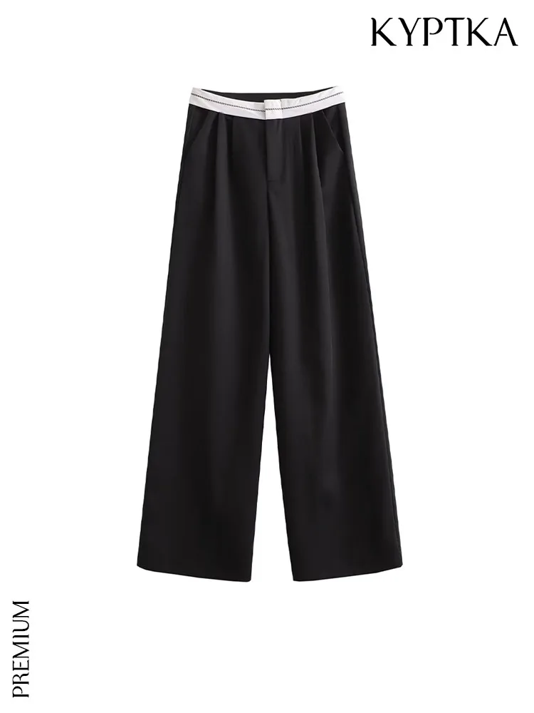 

Женские прямые брюки KYPTKA, винтажные брюки с боковыми карманами и высокой талией, на молнии, 2019