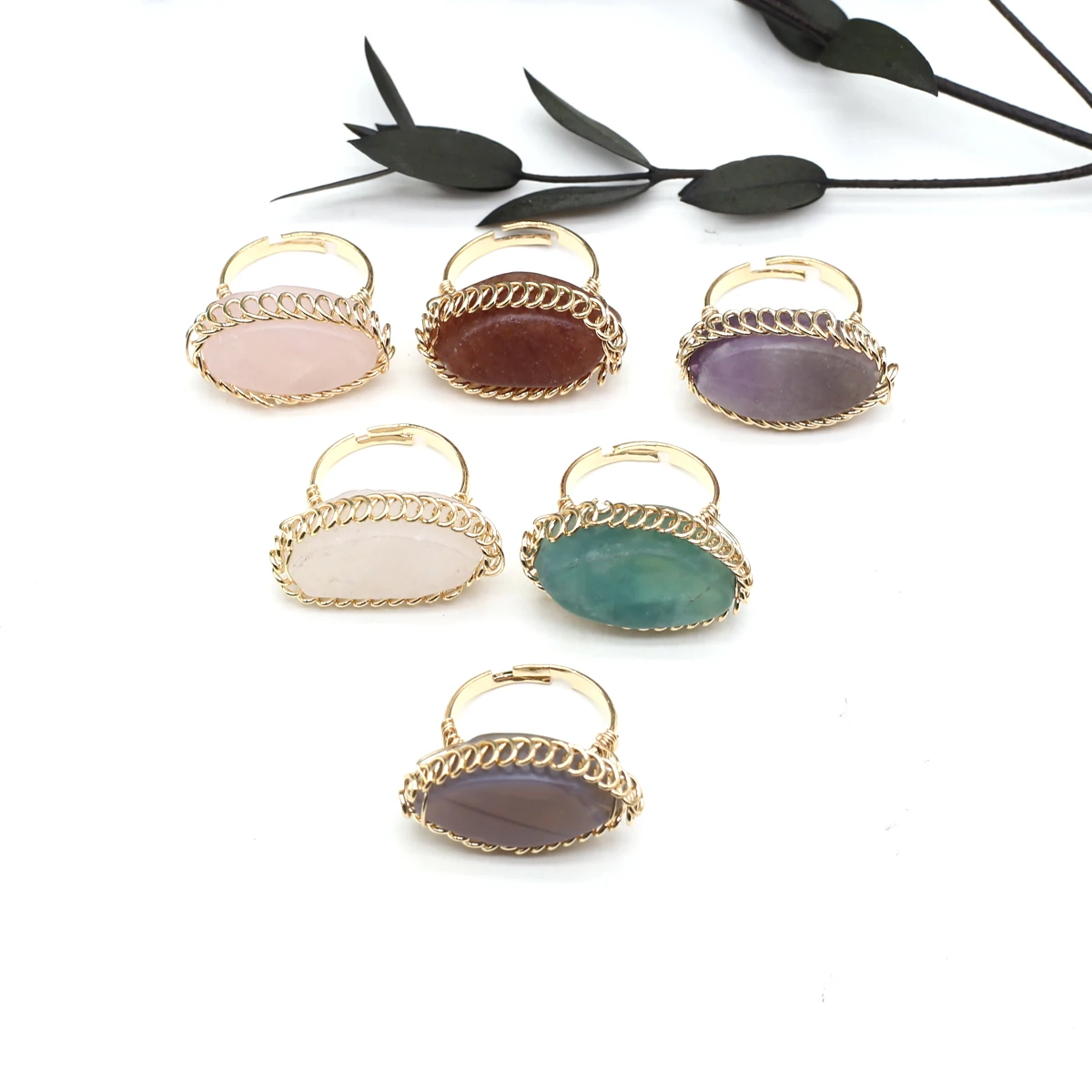 Изысканный натуральный полудрагоценный камень агат флюорит ретро-кольцо