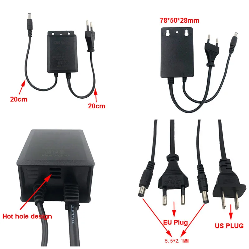 Уличный водонепроницаемый адаптер питания US/EU 100-240 в перем. Тока 12 пост.