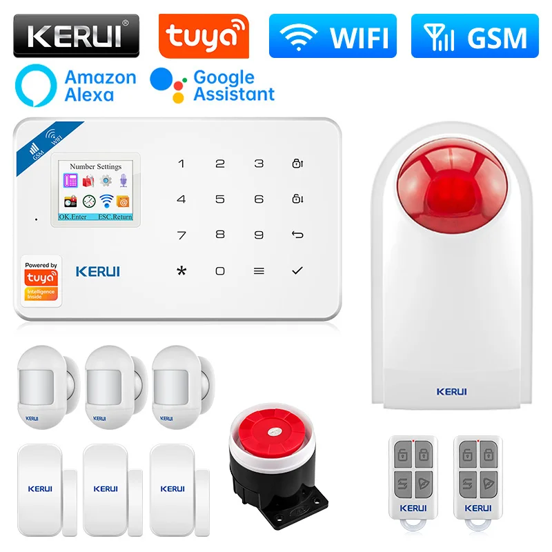 

KERUI W181 Tuya Alarm System WIFI GSM Alarm Home Kit Alexa Smart Life Motion Sensor Detector Door Sensor Outdoor Sounder Siren