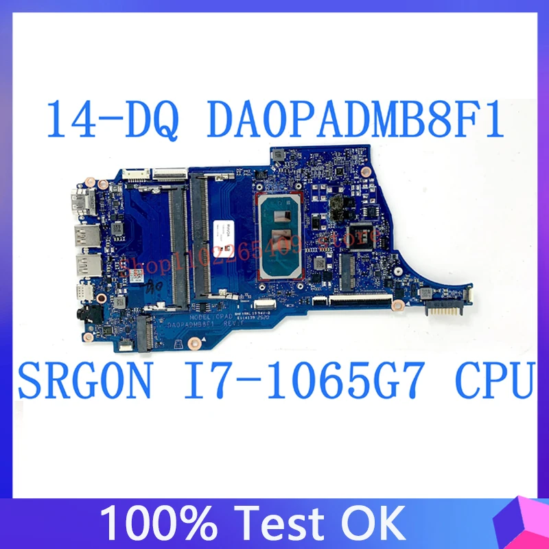 

Высококачественная материнская плата DA0PADMB8F1 с процессором SRG0N I7-1065G 7 для ноутбука HP 14-DQ 14S-DQ, материнская плата DDR4 100%, хорошо работает