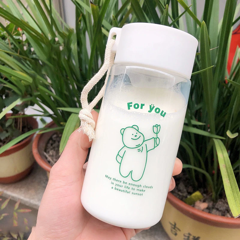 Прозрачные пластиковые бутылки для воды с милым медведем 450 мл без БФА креативная