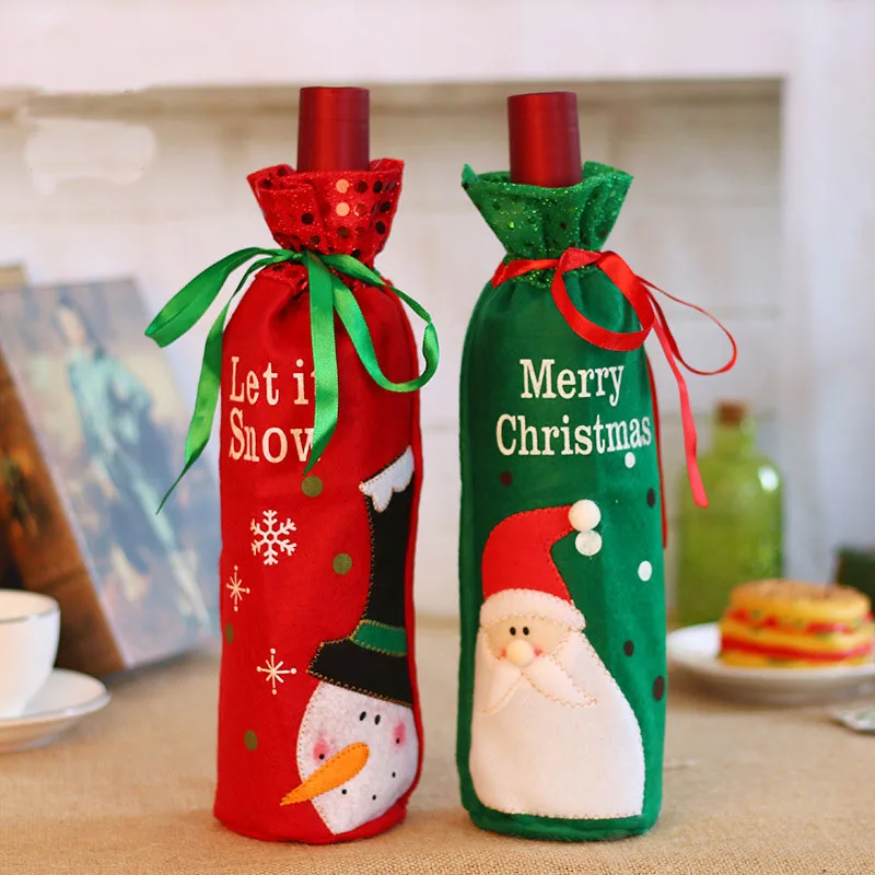 

Smiry 1 шт. Санта Снеговик Клаус крышка для бутылки с красным вином сумки милый фланелет Рождественский подарок держатели украшение для обеденного стола одежда