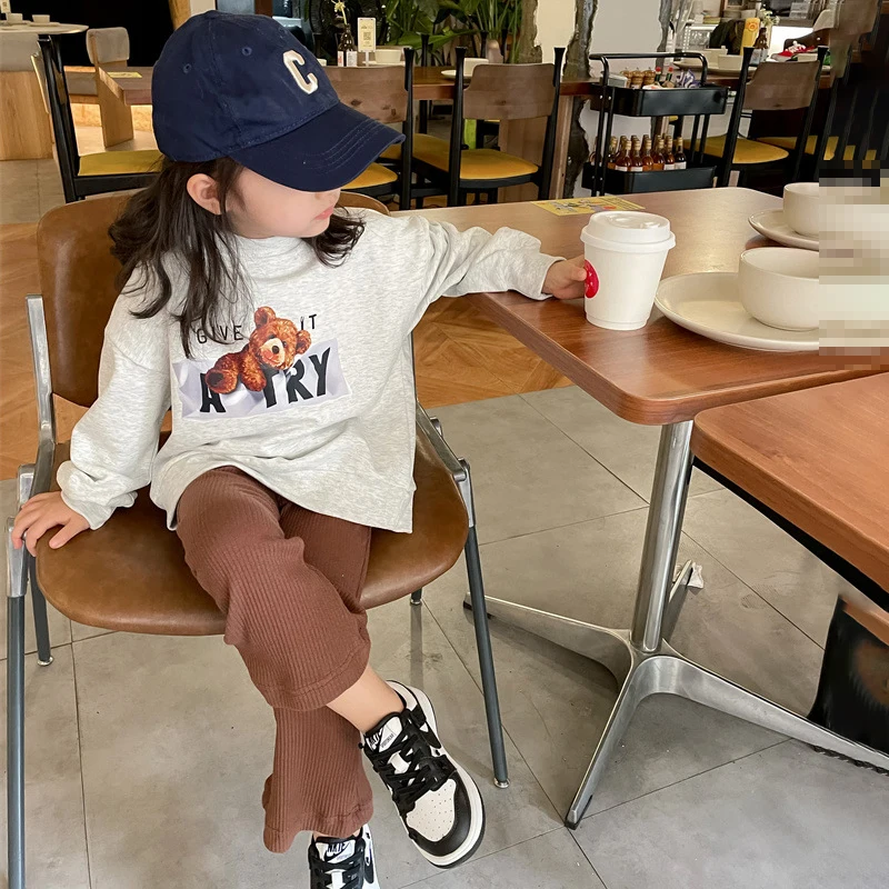 

Демисезонная спортивная рубашка для девочек, детский пуловер, детские топы, детская одежда для активного отдыха, модная мультяшная надпись ...