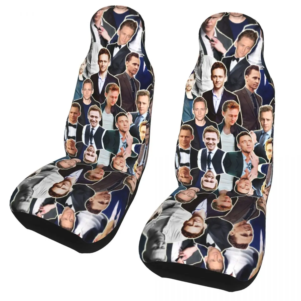 Tom Hiddleston Collage Aquarius Zodiac Universal Car Seat Cover Four Seasons For SUV Actor Seat Covers Polyester Hunting