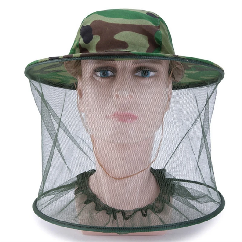 

Camouflage Male Fishing Hat Anti-bee Insect Anti-mosquito Net Anti-insect Hat Mesh Fishing Hat Outdoor Sunshade Neck Head Covers