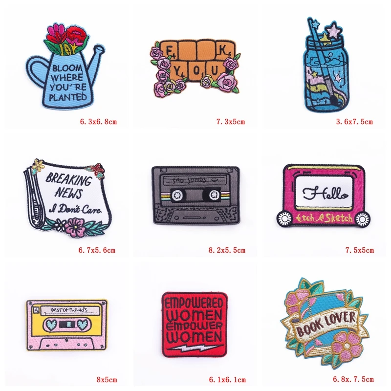 10 шт. оптовая продажа мультяшные/ленточные чашки вышитые нашивки с буквами