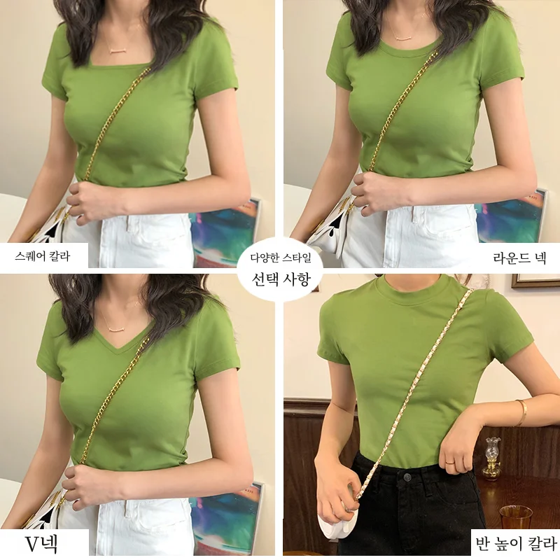 Женская футболка с коротким рукавом и круглым вырезом облегающий универсальный