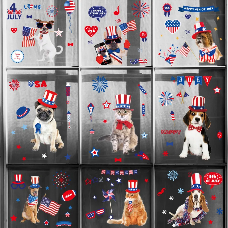 

2022 Independence Day Stickers Double-sided Printing Electrostatic Glass Doors And Windows Party Scene Decorative Stickers