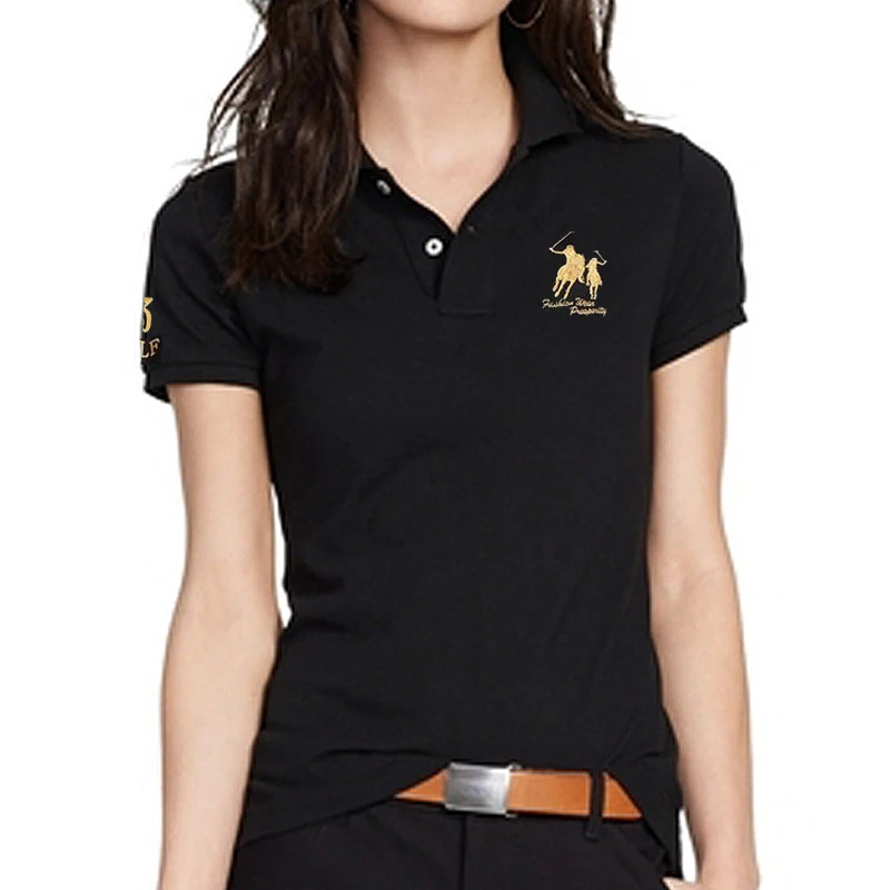 

DE Casual Brand Women's Polo Shirts Short Sleeve Tops Lapel Cotton Shirts Women's Slim Fit Shirts New Summer S-2XL