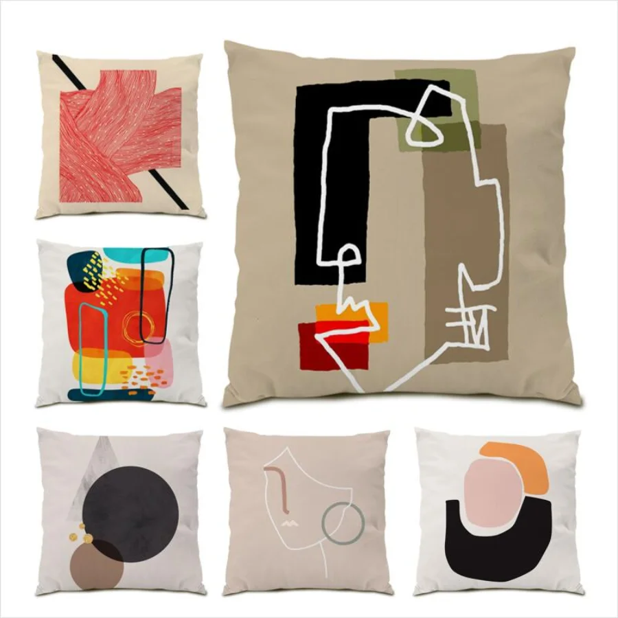 

Velvet Cushion Cover 45x45 Pillow Case Home Decor Stripes Plaids Print Living Room Decoration Polyester Linen Geometry Bed E0376