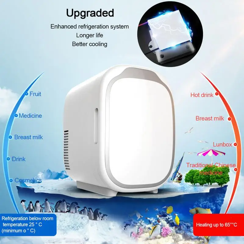 

6L Portable Refrigerator Compact Multifunction Mini Beauty Cosmetics Refrigerators Drink Cooler Warmer Fridge For Home Car 2023